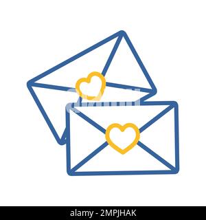 Two envelope icon. Love Letter. Valentines day symbol. Vector illustration, romance elements. Sticker, patch, badge, card for marriage, wedding Stock Vector