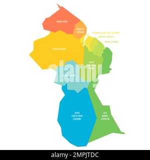 Guyana political map of administrative divisions Stock Vector