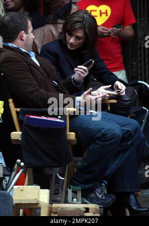 Nathan Fillion and Stana Katic film a scene on the set of "Castle" in