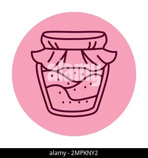 Pickled fruit jam in a jar color line icon. Homemade canned food. Stock Vector