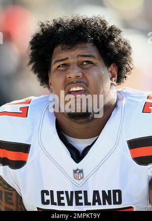 Cleveland Browns offensive lineman Zach Banner (77) on the field