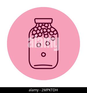 Pickled berry compote in a jar color line icon. Homemade canned food. Stock Vector