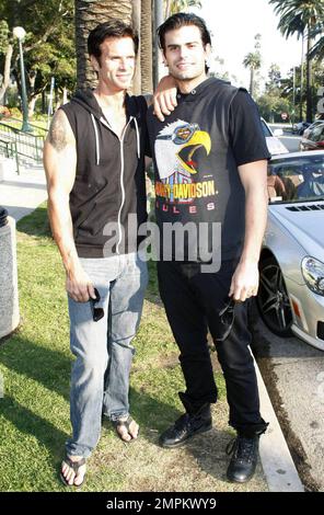 Lorenzo and A.J. Lamas pose for photos while spending an afternoon at Will Rogers State Park in Beverly Hills, CA. 1/19/11. Stock Photo