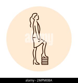 Businesswoman studying color line icon. Female entrepreneur. Pictogram for web page, mobile app, promo. Stock Vector