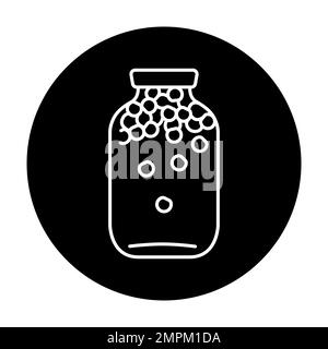 Pickled berry compote in a jar color line icon. Homemade canned food. Stock Vector