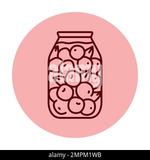 Pickled tomatoes in a jar color line icon. Homemade canned food. Stock Vector