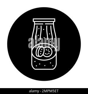 Pickled zucchini caviar in a jar color line icon. Homemade canned food. Stock Vector