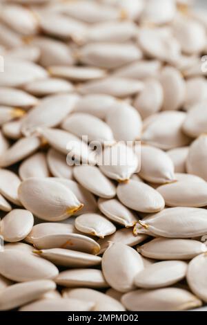 Seeds of the Musquee de Provence pumpkin. Stock Photo