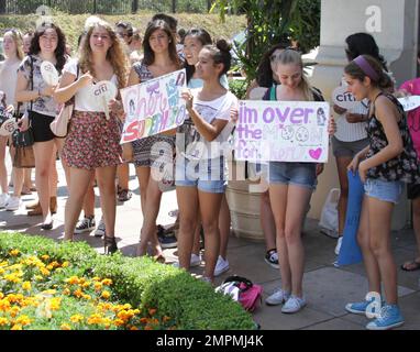 General atmosphere of fans standing in long lines under the hot summer heat in hopes to catch a glimpse of Cher Lloyd's performance at the TEEN VOGUE's Back-to-School Saturday Event held at The Grove in Los Angeles, CA. 11th August 2012. Stock Photo