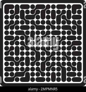 Futuristic design with dots and curved forms. QR Code concept. Abstract tileable pattern Stock Vector