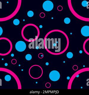 Purple and cyan bubbles seamless pattern. Neon colored style. Vector illustration Stock Vector