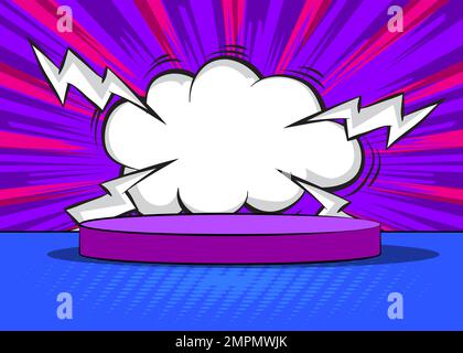 Comics abstract product podium stage. Comic Book scene pedestal or platform for mockup presentation. Vector illustration texture, background. Stock Vector