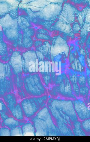 Abstract photo of glow neon color surface texture with light reflection. Color inversion. Vertical frame. Stock Photo