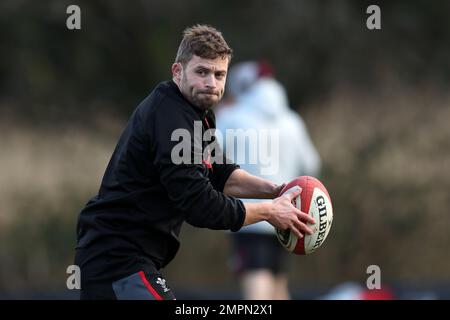 Cardiff, UK. 31st Jan, 2023. Leigh Halfpenny of Wales during the Wales rugby training session, Vale of Glamorgan on Tuesday 31st January 2023. The team are preparing for the Guinness Six nations championship match against Ireland this week. pic by Andrew Orchard/Andrew Orchard sports photography/ Alamy Live News Credit: Andrew Orchard sports photography/Alamy Live News Stock Photo