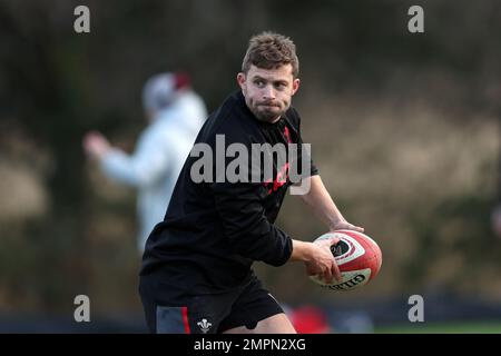 Cardiff, UK. 31st Jan, 2023. Leigh Halfpenny of Wales during the Wales rugby training session, Vale of Glamorgan on Tuesday 31st January 2023. The team are preparing for the Guinness Six nations championship match against Ireland this week. pic by Andrew Orchard/Andrew Orchard sports photography/ Alamy Live News Credit: Andrew Orchard sports photography/Alamy Live News Stock Photo