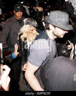 Christina Aguilera and her boyfriend Matt Rutler step out for an evening together to attend the Deep Dark Robot Concert at Roxy Theatre. Los Angeles, CA. 04/21/11. Stock Photo