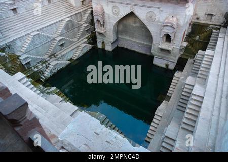 Toorji's Step Well, Toorji ki Jhalara, built in 1740s.Hand carved step well built to provide water to the local people, Jodhpur, Rajasthan, India. Stock Photo