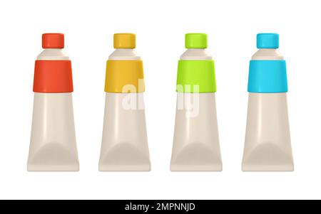 3d realistic paint tube in cartoon style. Vector illustration. Stock Vector