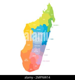 Madagascar political map of administrative divisions Stock Vector