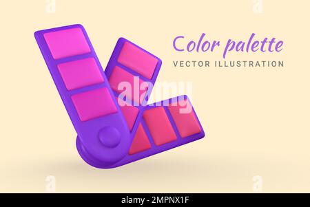 3d realistic color palette in cartoon style. Vector illustration. Stock Vector
