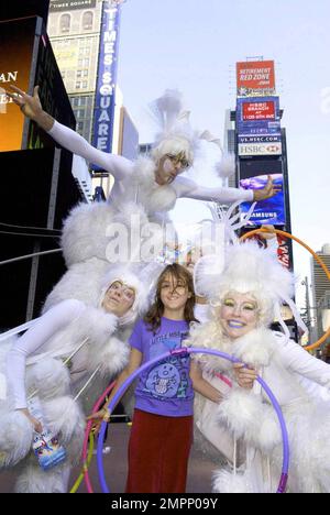 Cirque du Soleil hosts a sneak peek of the smash-hit winter show Wintuk in NYC's Times Square, featuring a special performance by rhythmic gymnast and contortionist Elena Lev. New York, NY. 10/13/09. Stock Photo
