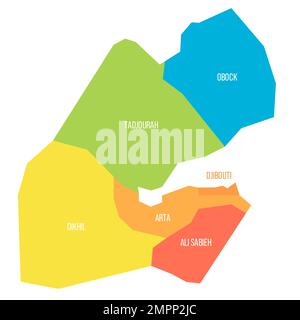 Djibouti political map of administrative divisions Stock Vector