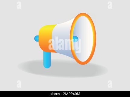 3d megaphone speaker or loudspeaker bullhorn for announce promotion, megaphone 3d loudhailer Stock Vector