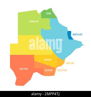 Botswana political map of administrative divisions Stock Vector