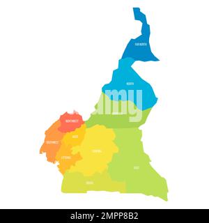 Cameroon political map of administrative divisions Stock Vector