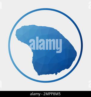 Lanai icon. Polygonal map of the island in gradient ring. Round low poly Lanai sign. Vector illustration. Stock Vector