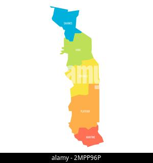 Togo political map of administrative divisions Stock Vector