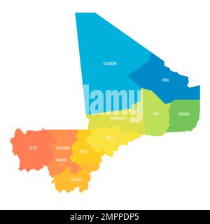 Mali political map of administrative divisions Stock Vector