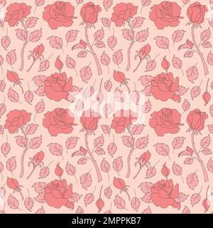Seamless pattern with retro pink colors hearts. Stock Vector
