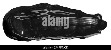 Black paint Brush Stroke isolated on white background. Acrylic paint Stock Photo