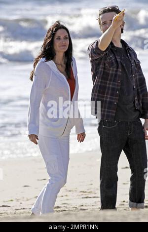 Courteney Cox and Dan Byrd film scenes for an upcoming episode of the