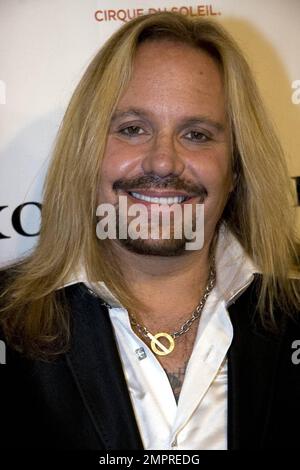 Vince Neil attends the premiere of Criss Angel's new show with Cirque du Soleil, BeLIEve, at the Luxor Resort. In the show, Angel stars as a surreal, enigmatic Victorian noble, who, along a path of imaginative exploration, encounters two women who represent different aspects of femininity, four bizarre Ushers, who will introduce the audience to the baroque theater of CrissÕs mind and a high-energy troupe of characters and dancers who mix a multitude of styles into a high-energy visual feast, punctuated by moments of grace and sensuality. The stunning illusions in BeLIEve aren't presented as st Stock Photo