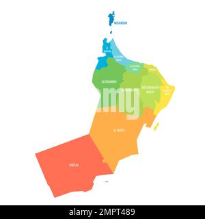 Oman political map of administrative divisions Stock Vector