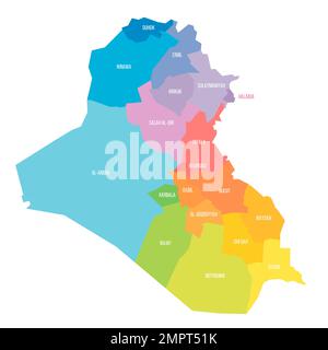Iraq political map of administrative divisions Stock Vector
