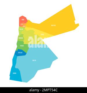 Jordan political map of administrative divisions Stock Vector