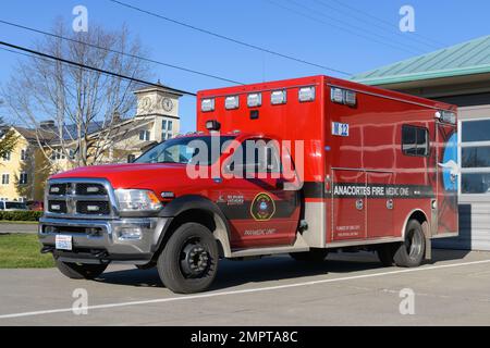 Anacortes, WA, USA - January 29, 2023; Anacortes WA fire department medic one paramedic ambulance Stock Photo