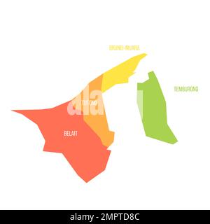 Brunei political map of administrative divisions Stock Vector