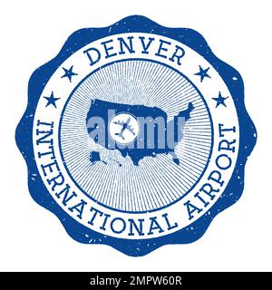 Denver International Airport stamp. Airport of Denver round logo ...