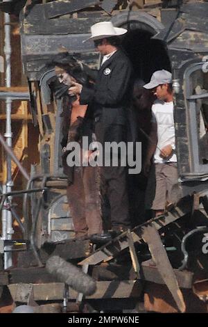 Johnny Depp and Armie Hammer, dressed in their characters Tonto and the