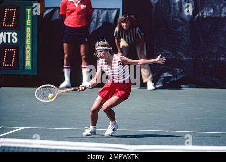 Chris Evert (USA)  competing in  the 1983 US Open Tennis. Stock Photo