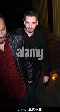 DJ AM (Adam Goldstein) arrives at Foxtail to spin for the night. He was full of Christmas cheer and wished awaiting photographers a Merry Christmas.  Los Angeles, CA 12/23/08 Stock Photo