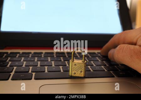 Cyber security and blockchain. Internet guard. Data protection concept on digital media. Cybersecurity and blockchain. Stock Photo