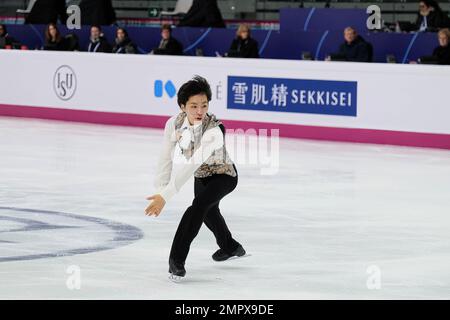 Kao Miura (JPN) performs during the Senior Men - Free Skating of the ISU Grand Prix of Figure Skating Final Turin at Palavela. Stock Photo