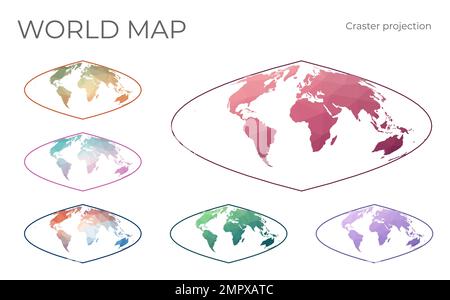 World Map. Craster parabolic projection. Futuristic world illustration ...