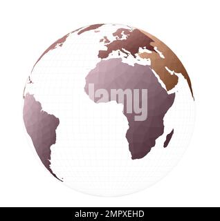 Polygonal world map. Orthographic projection. Fine vector illustration. Stock Vector