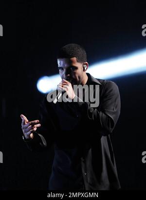 Canadian Rap artist Drake performs live on Valentine's Day on opening night of 'Club Paradise' Tour at Bank United Center. Miami, FL. 14th February 2012. Stock Photo